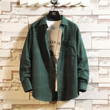 Casual Spring Autumn Plaid Shirt Men Long Sleeve High Quality 2020 Japan Style Loose Streetwear Plus Size M-5XL Clothes