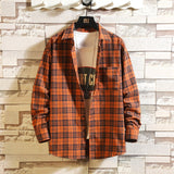 Casual Spring Autumn Plaid Shirt Men Long Sleeve High Quality 2020 Japan Style Loose Streetwear Plus Size M-5XL Clothes