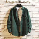 Casual Spring Autumn Plaid Shirt Men Long Sleeve High Quality 2020 Japan Style Loose Streetwear Plus Size M-5XL Clothes
