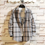 Casual Spring Autumn Plaid Shirt Men Long Sleeve High Quality 2020 Japan Style Loose Streetwear Plus Size M-5XL Clothes