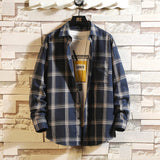 Casual Spring Autumn Plaid Shirt Men Long Sleeve High Quality 2020 Japan Style Loose Streetwear Plus Size M-5XL Clothes