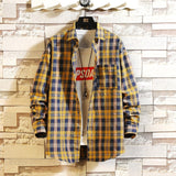 Casual Spring Autumn Plaid Shirt Men Long Sleeve High Quality 2020 Japan Style Loose Streetwear Plus Size M-5XL Clothes