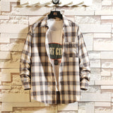 Casual Spring Autumn Plaid Shirt Men Long Sleeve High Quality 2020 Japan Style Loose Streetwear Plus Size M-5XL Clothes
